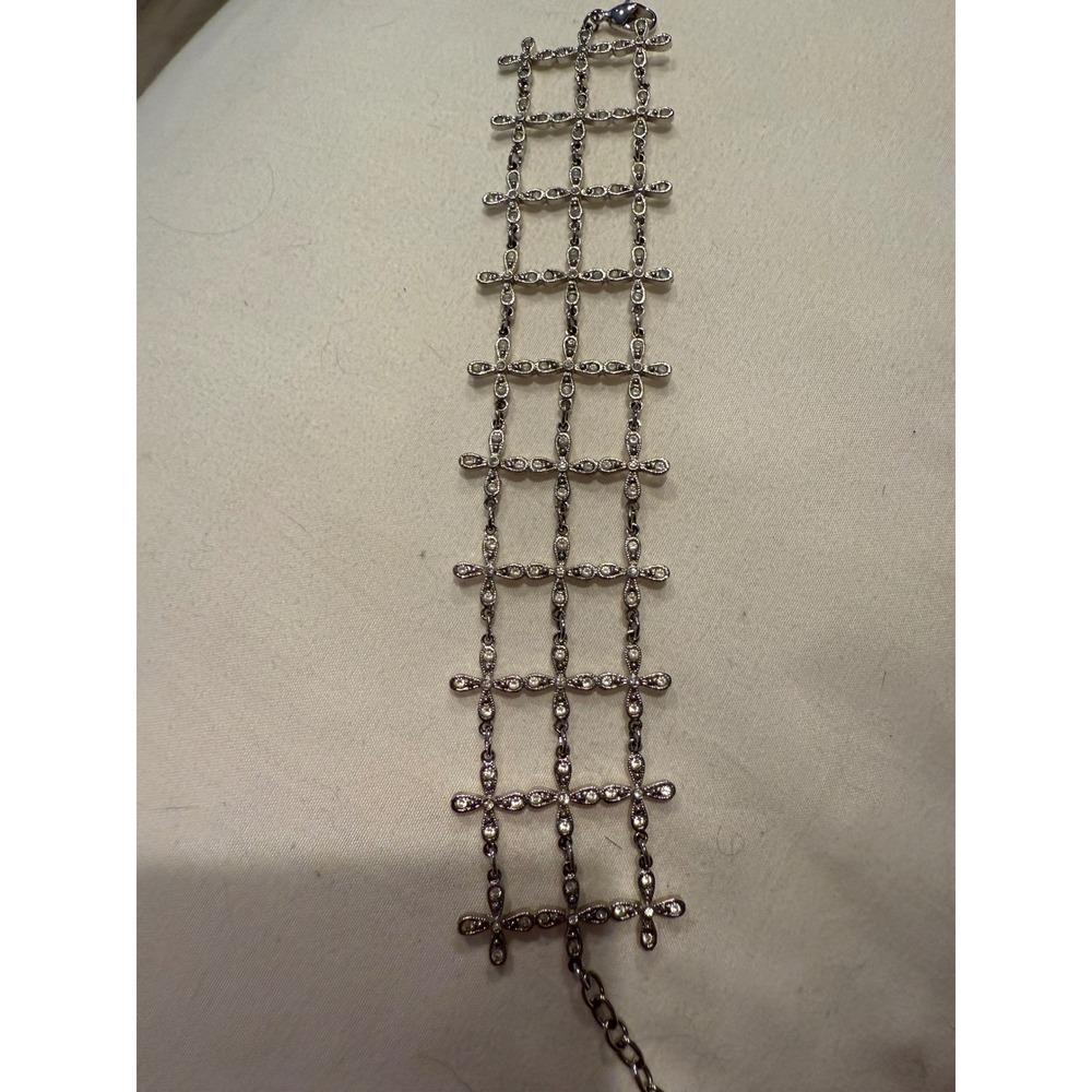 Roberta Chiarella Silver Tone Crystal Cross‎ Statement Bracelet Jewelry